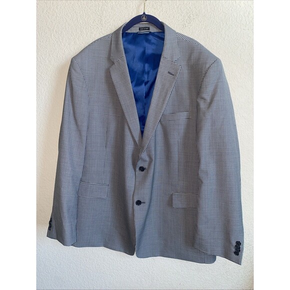 Tommy Hilfiger men sport Blazer jacket 100% worsted wool gingham gray 50R Plaid - Picture 1 of 16